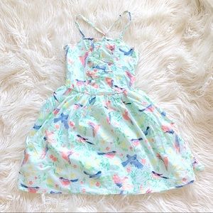 Cherokee kids tropical bird print summer dress L